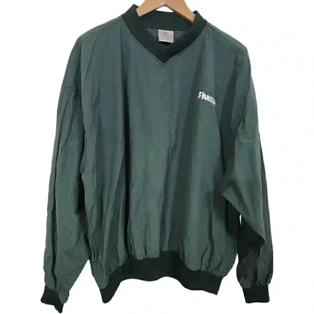 Vintage 90s Munsingwear V neck Green Windbreaker Shirt Men's 2X